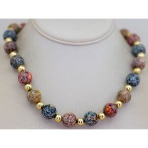 30 inch, Vintage Colorful Mandala Abstract Floral Beads Beaded Necklace - X26